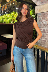 Chocolate Draped Front Top
