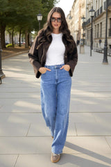 Chocolate Marl Button Front Collared Jacket