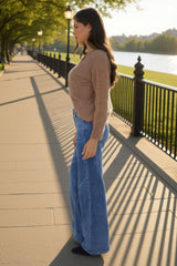 Camel Fluffy Knit Twist Detail Jumper