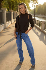 Chocolate 2 in 1 Tie Front Jumper Cardigan