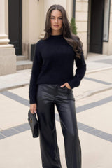 Black Fluffy Knit Satin Bow Back Jumper