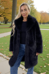 Black Faux Fur Longline Jacket