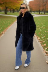 Black Faux Fur Longline Jacket