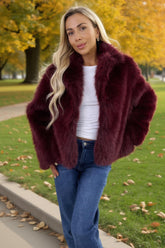 Burgundy Faux Fur Short Jacket