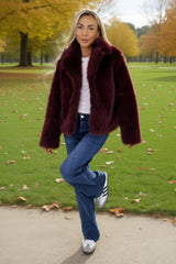 Burgundy Faux Fur Short Jacket