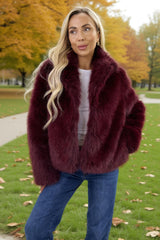 Burgundy Faux Fur Short Jacket