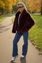 Burgundy Faux Fur Short Jacket