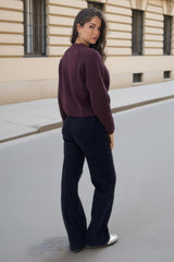 Burgundy Mock Neck Seam Detail Jumper