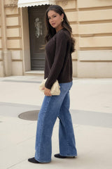 Chocolate Round Neck Knit Jumper