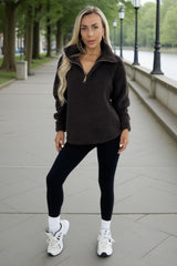 Chocolate 1/4 Zip Teddy Sweatshirt