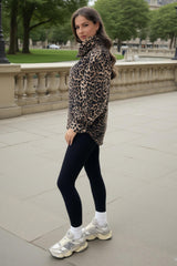 Leopard Print 1/4 Zip Teddy Sweatshirt