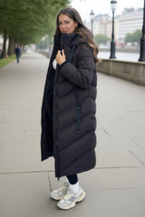 Chocolate Hooded Puffer Coat with Zip Front Pockets