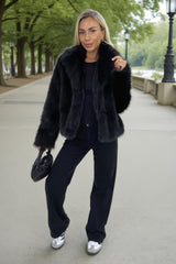 Black Faux Fur Short Jacket