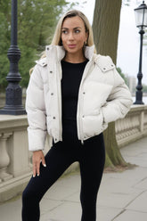 Oyster Hooded Short Puffer Coat