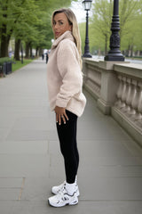 Oatmeal 1/4 Zip Teddy Sweatshirt