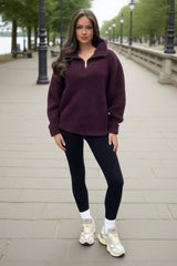 Burgundy 1/4 Zip Teddy Sweatshirt