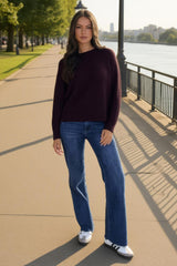 Burgundy Round Neck Knit Jumper