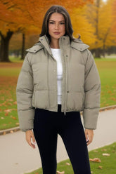 Sage Hooded Short Puffer Coat