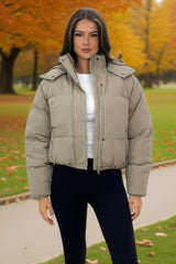 Sage Hooded Short Puffer Coat
