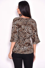 Animal Print Tie Detail Top