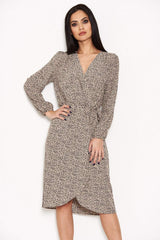 Animal Print Wrap Style Dress