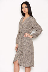Animal Print Wrap Style Dress