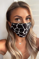 Black Giraffe Printed Face Covering
