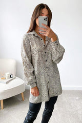 Cream Animal Printed Button up Shirt Dress