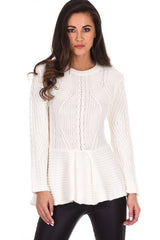 Cream Peplum Knitted Jumper