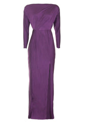Plum Long Sleeve Thigh Split Maxi Dress