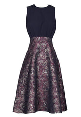 Plum Printed Metallic 2 in 1 Midi Dress
