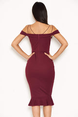 Plum Off The Shoulder Strappy Fishtail Dress