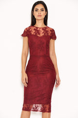Plum Floral Lace Midi Dress