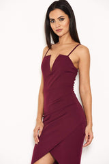 Plum Notch Front Wrap Dress