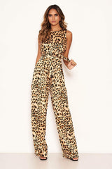 Leopard Print Jumpsuit With Knot Front Detail