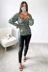 Mint Animal Printed Milkmaid Top