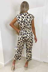 Multi Animal Printed Tie Waist Jumpsuit