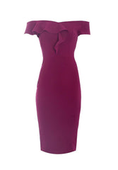 Plum Frill Detail Midi Dress