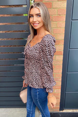 Pink Animal Print Milkmaid Top