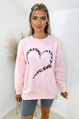 Pink Butterfly Printed Oversized Sweatshirt