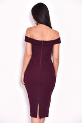 Plum Bardot Midi Dress