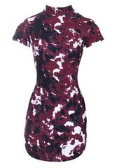Plum Floral High Neck Mini Dress