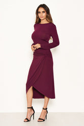 Plum Knot Front Bodycon Midi Dress