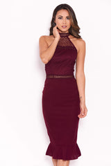 Plum Midi Dress With Crochet Detail
