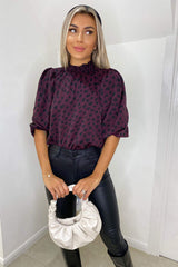 Plum Printed Elasticated Neck Top