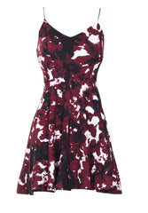 Plum V-Neck Printed Strappy Skater Dress