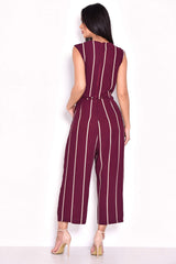 Plum Striped Culotte Jumpsuit