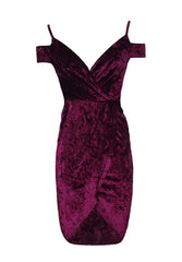 Plum Crushed Velvet Wrap Dress