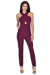 Plum Crossover Front Jumpsuit