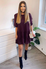 Plum Frill Swing Dress